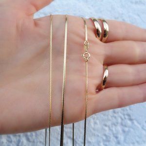 Solid Gold 1.25mm Herringbone Necklace Stamped 10K Real Gold Herringbone Chain